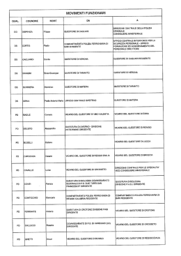 MOVIMENTI FUNZIONARI &ndash; settembre 2015