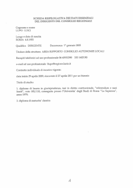 SCHEDA RIEPILOGATI`VA DEI DATI ESSENZIALI DEL DIRIGENTE