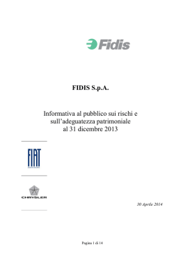 FIDIS S.p.A. Informativa al pubblico sui rischi e sull
