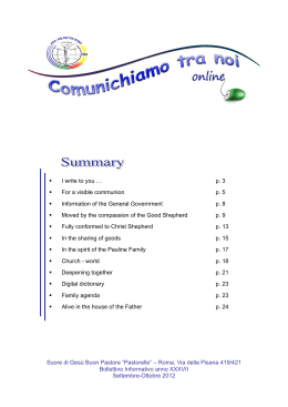 p. 3 For a visible communion p. 5 Information of the