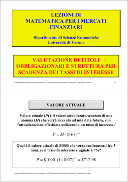 valutazione di titoli obbligazionari e strutturati per scadenza
