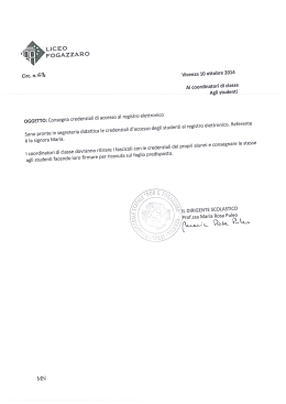 Consegna credenziali di accesso al registro elettronico