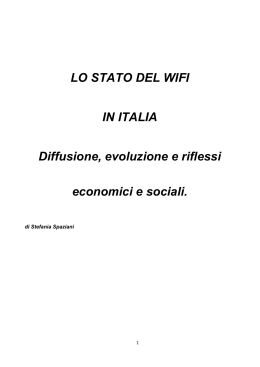LO STATO DEL WIFI IN ITALIA Diffusione, evoluzione e