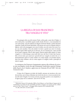La Regola di San Francesco tra Vangelo e vita