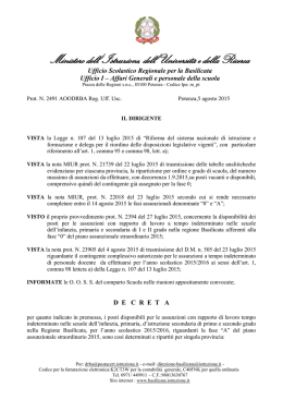 Decreto Fase A nomine in ruolo docenti Basilicata 20152016