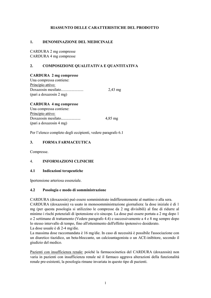 doxazosin mesilato e disfunzione erettile