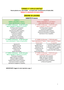 ORDINE DI LAVORO SABATO 9 marzo