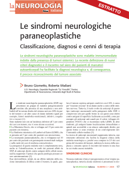 Le sindromi neurologiche paraneoplastiche