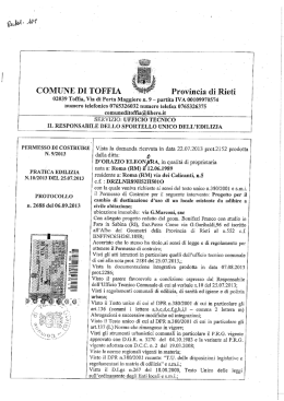 COMUNE DI TOFFIA Proﬁncià di Rieti