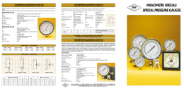 MANOMETRI SPECIALI SPECIAL PRESSURE GAUGES
