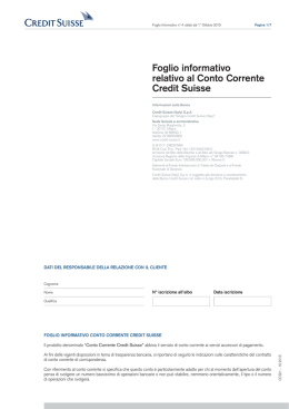 Informativo Conto Corrente Credit Suisse PDF (249 KB )