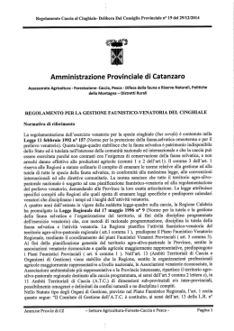 Regolamento Gestione Faunistica venatoria cinghiale 2014