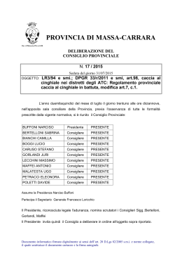 Del. C.P. n. 17 del 31.07.15_Modifica regolamento prov_caccia