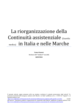 La riorganizzazione della continuit&agrave; assistenziale in Italia e nelle