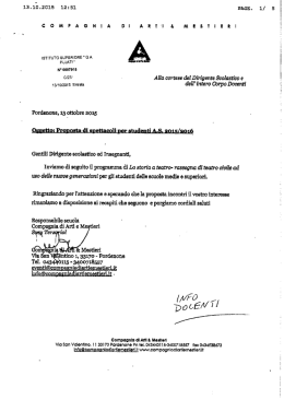 Informativa 70: Proposta di spettacoli per studenti a.s. 2015.2016