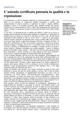 L`azienda certiﬁcata potenzia la qualità e la reputazione