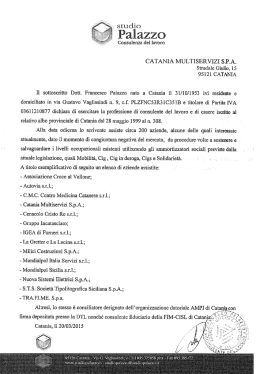 Il sottoscritto Dott. Francesco Palazzo nato a Catania il 31/10/1953