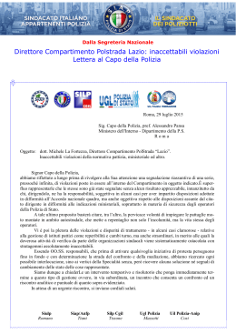 Direttore Compartimento Polstrada Lazio: inaccettabili