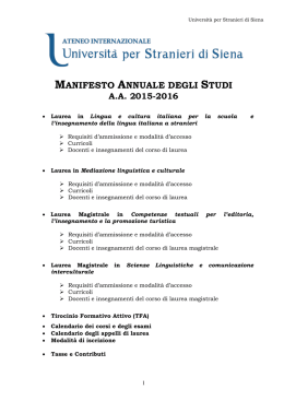 manifesto annuale degli studi - Universit&agrave; per Stranieri di Siena