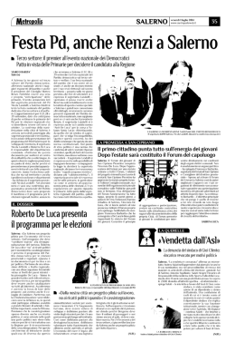 Metropolis 1 Agosto 2014 - Articolo 41 di Roberto De Luca Articolo