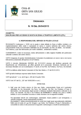 Scarica l`ordinanza della ZTL - Accessibilit&agrave; Centri Storici