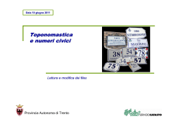 Toponomastica e numeri civici - Provincia autonoma di Trento