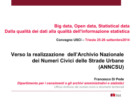 L`Archivio Nazionale degli Stradari e dei Numeri Civici