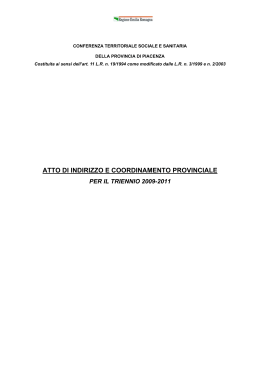 Atto triennale di indirizzo e coordinamento provinciale, 2009