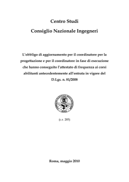 Obbligo di aggiornamento per coord. ante TU 81 08