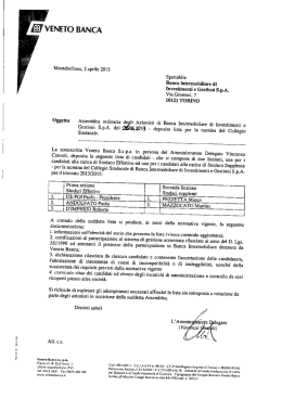 Lista Candidati per la nomina del Collegio