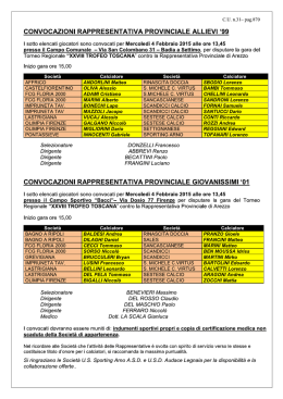 Convocazione 1 giornata