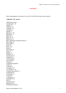 ESOTISMI Sono contrassegnate con asterisco le