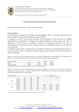 dati al 3° trimestre 2010