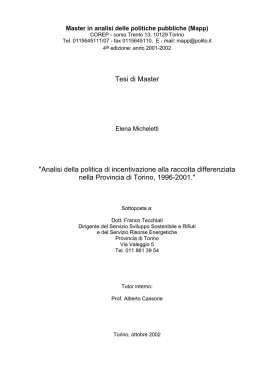 Tesi di Master "Analisi della politica di incentivazione alla