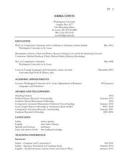 Curriculum Vitae [pdf.] - Romance Languages and Literatures