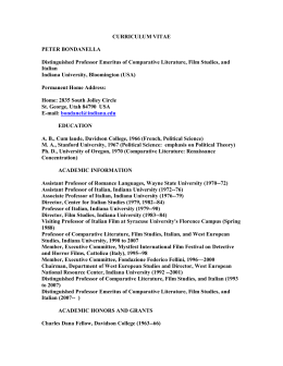 CURRICULUM VITAE PETER BONDANELLA
