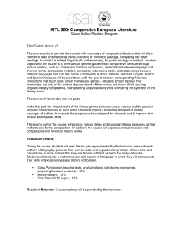 INTL 399- Comparative European Literature Syllabus