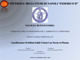 sintesi della Tesi - Ingegneria per l`Ambiente ed il Territorio