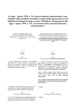 La legge 7 agosto 1990, n. 241 sul procedimento amministrativo