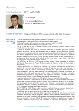DOTT. LUCA AVONI POSIZIONE RICOPERTA