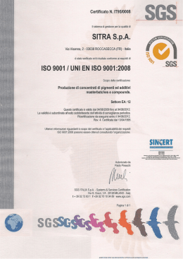 Certificato sistema qualità