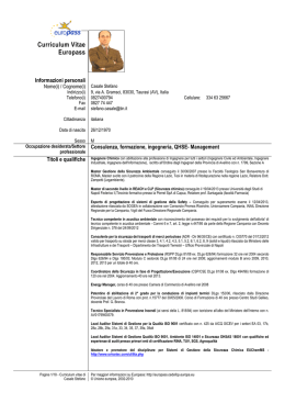 Curriculum Vitae Europass - Master di II livello in REACH