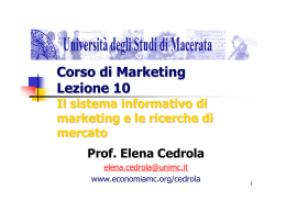 Corso di Marketing Lezione 10 - Università degli Studi di Macerata