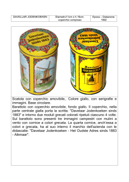 Scatola con coperchio amovibile,. Colore giallo, con serigrafie e