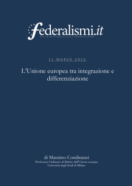 L`Unione europea tra integrazione e differenziazione