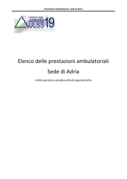 Elenco prestazioni ambulatoriali sede di Adria