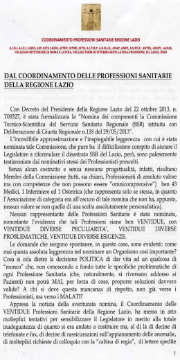 DAL COORDINAMENTO DELLE PROFESSIONI