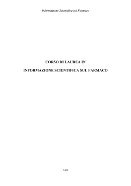 corso di laurea in informazione scientifica sul farmaco