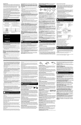 www.timex.com Extended Warranty Water Resistance/&Eacute;tanch&eacute;it&eacute;
