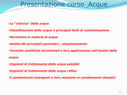 La &ldquo;chimica&rdquo; delle acque